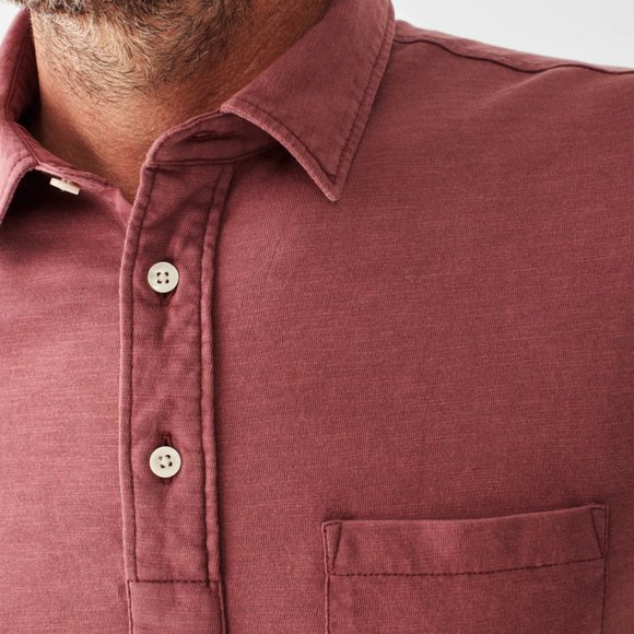 Faherty Sunwashed Polo- Wine - Picture 3 of 3